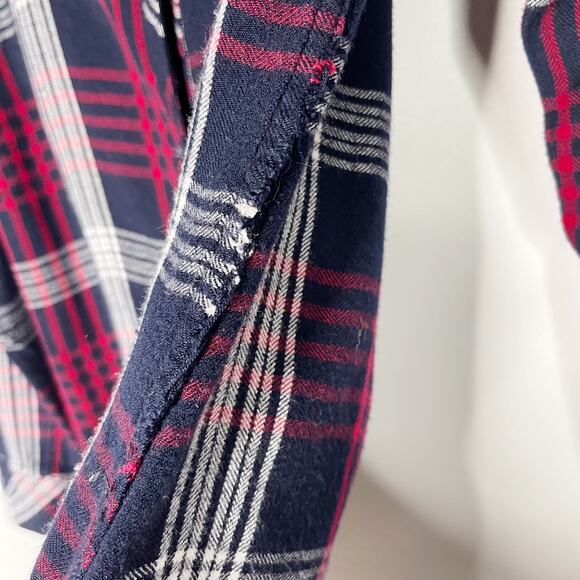 Rails XSmall XS Navy Blue Red White Hunter Plaid Long Sleeve Blouse Shirt Collar - Picture 10 of 11